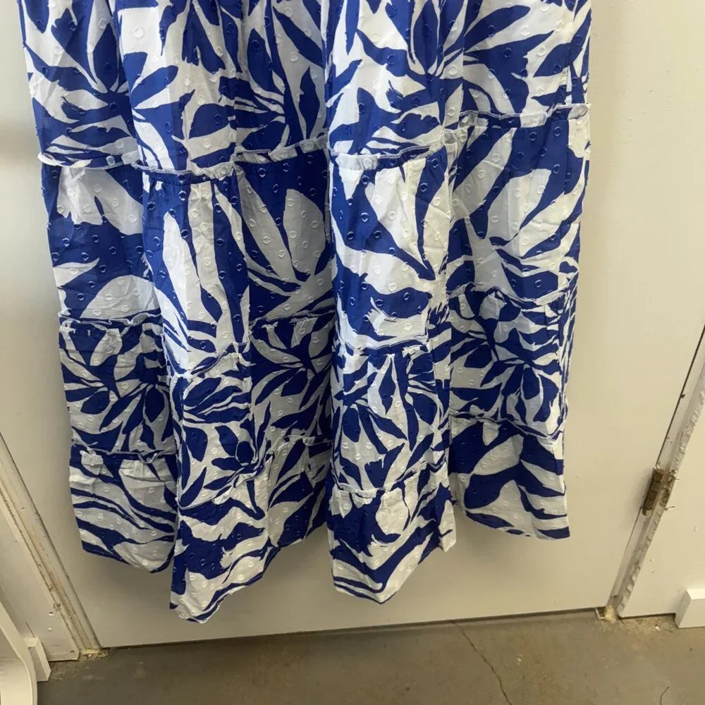 Chicos Flutter Sleeved Maxi Dress - Blue & White Vacation Dress - Chicos Size 3 - Picture 8 of 12